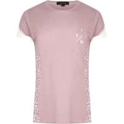 Pink fragmented geo print T-shirt